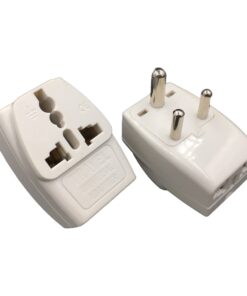 Adaptateur prise Inde trois prises, type D, noir ou blanc, vue arriere