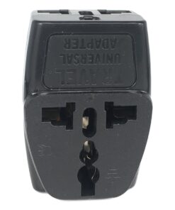 Adaptateur prise Inde trois prises, type D, noir ou blanc, vue de profil
