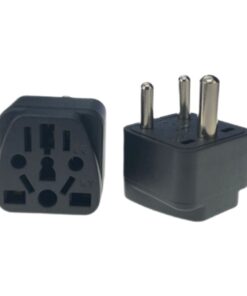 Adaptateur prise Inde type D à trois broches rondes, noir ou blanc, detail