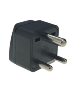 Adaptateur prise Inde type D à trois broches rondes, noir ou blanc, vue arriere