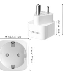 Adaptateur prise Inde type D pour fiche Schuko, lot de deux, vue de face