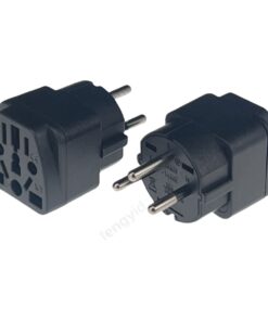 Adaptateur prise Israël à entrée universelle, noir ou blanc, vue de trois quarts