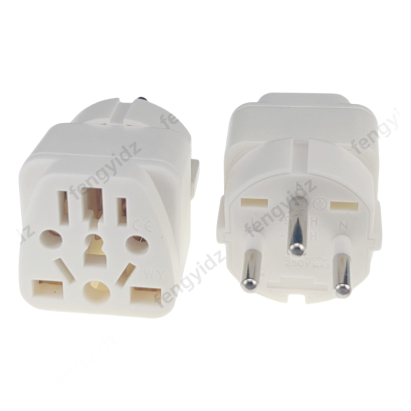 Adaptateur prise Israël à entrée universelle, noir ou blanc Adaptateur prise Israël à entrée universelle, noir ou blanc, vue de face