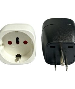 Adaptateur prise Mexique type A en cube, pour fiche européenne, vue de trois quarts