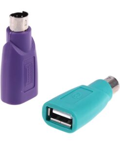 Adaptateur PS2 mâle vers prise USB femelle, violet ou vert, vue de face