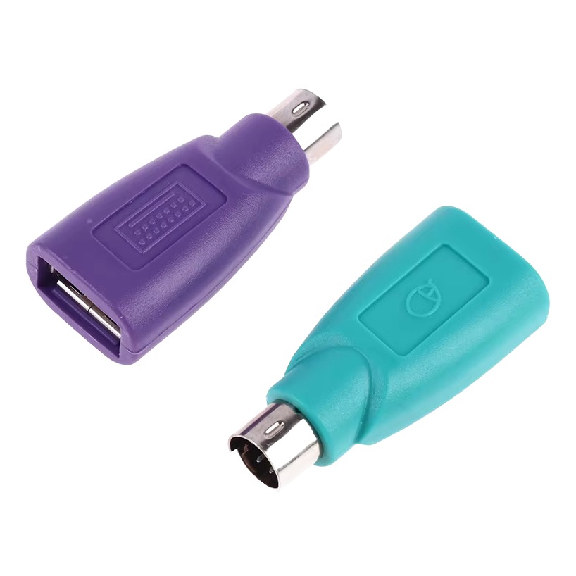 Adaptateur PS2 mâle vers prise USB femelle, violet ou vert Adaptateur PS2 mâle vers prise USB femelle, violet ou vert, vue arriere
