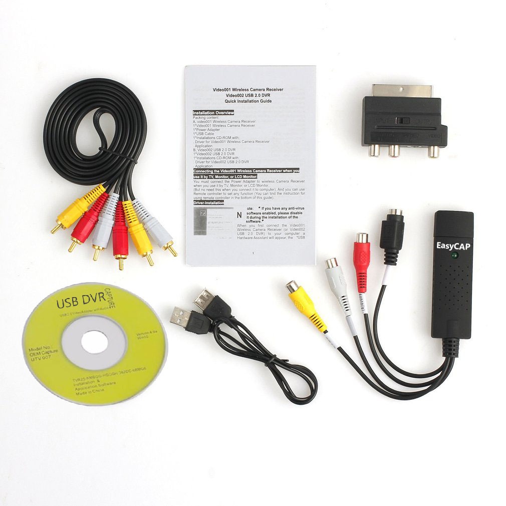 Adaptateur RCA USB de capture vidéo, kit complet avec prise péritel Adaptateur RCA USB de capture vidéo, kit complet avec prise péritel, vue principale
