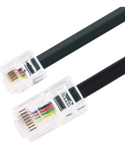 Adaptateur RJ11 RJ45 en câble plat, fiche RJ11 mâle et RJ45 mâle, 2, vue principale