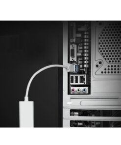 Adaptateur RJ45 USB 100 Mbit/s blanc, fiche USB, micro USB ou USB-C, vue de face