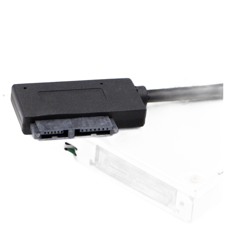 Adaptateur SATA slim 13 broches vers USB pour lecteur optique Adaptateur SATA slim 13 broches vers USB pour lecteur optique, vue de trois quarts