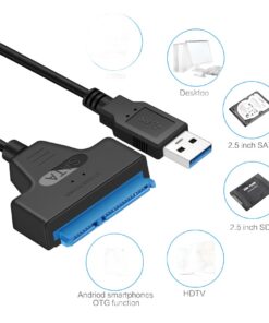 Adaptateur SATA USB pour disque 2,5 pouces, USB 3.0, 2.0 ou USB-C, vue de face