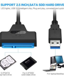 Adaptateur SATA USB pour disque 2,5 pouces, USB 3.0, 2.0 ou USB-C, detail