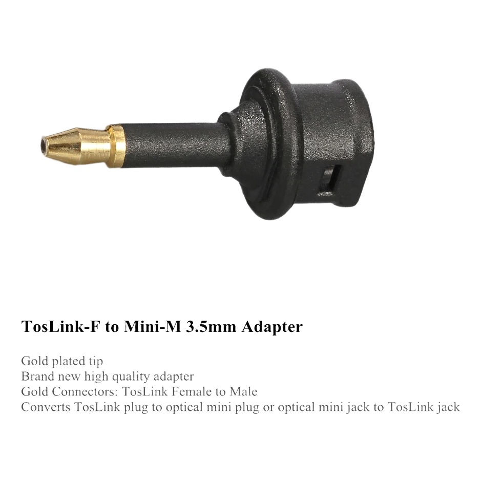 Adaptateur Toslink mini jack, prise optique carrée vers fiche 3,5 mm Adaptateur Toslink mini jack, prise optique carrée vers fiche 3,5 mm, detail
