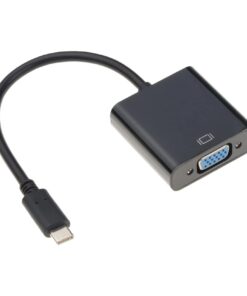 Adaptateur USB C VGA 1080p, boîtier noir et câble court, vue principale