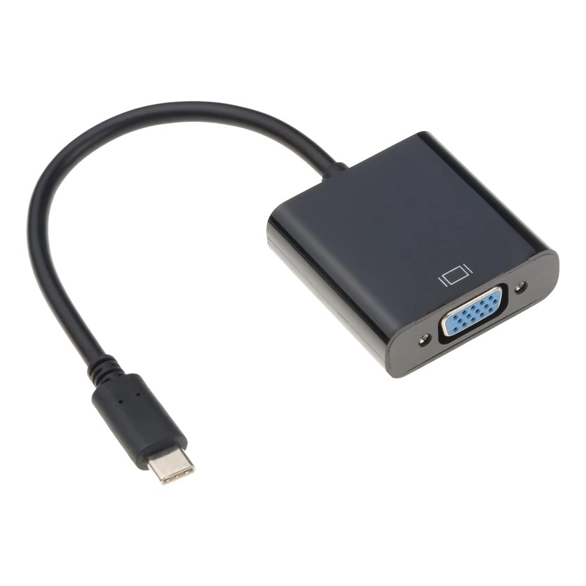 Adaptateur USB C VGA 1080p, boîtier noir et câble court Adaptateur USB C VGA 1080p, boîtier noir et câble court, vue principale