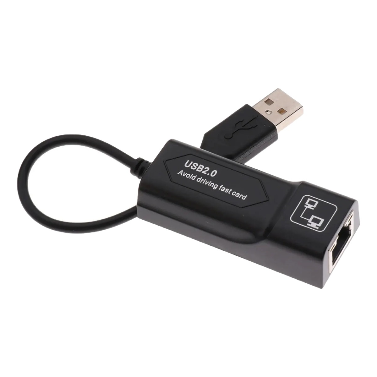 Adaptateur USB Ethernet 100 Mbit/s en USB 2.0, boîtier noir compact Adaptateur USB Ethernet 100 Mbit/s en USB 2.0, boîtier noir compact, vue principale