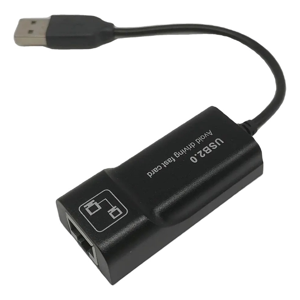 Adaptateur USB Ethernet 100 Mbit/s en USB 2.0, boîtier noir compact Adaptateur USB Ethernet 100 Mbit/s en USB 2.0, boîtier noir compact, vue de trois quarts