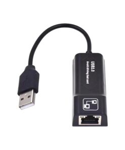 Adaptateur USB Ethernet 100 Mbit/s en USB 2.0, boîtier noir compact, vue de face