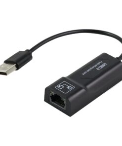 Adaptateur USB Ethernet 100 Mbit/s en USB 2.0, boîtier noir compact, vue de profil