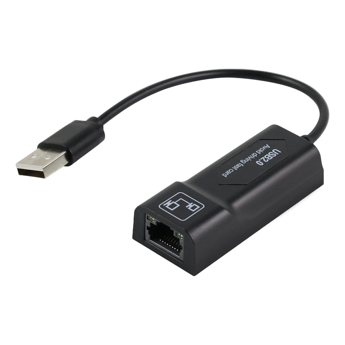 Adaptateur USB Ethernet 100 Mbit/s en USB 2.0, boîtier noir compact Adaptateur USB Ethernet 100 Mbit/s en USB 2.0, boîtier noir compact, vue de profil