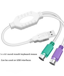 Adaptateur USB PS2, câble USB vers deux prises PS/2 clavier et souris, vue de face