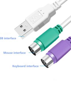 Adaptateur USB PS2, câble USB vers deux prises PS/2 clavier et souris, detail