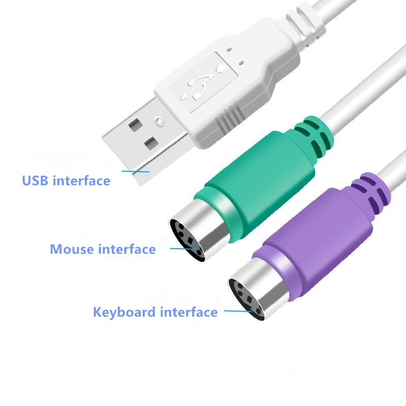 Adaptateur USB PS2, câble USB vers deux prises PS/2 clavier et souris Adaptateur USB PS2, câble USB vers deux prises PS/2 clavier et souris, detail