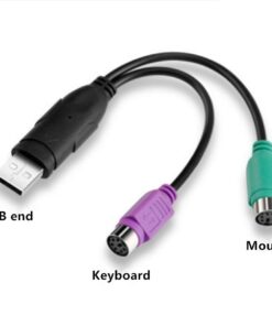 Adaptateur USB PS2, câble USB vers deux prises PS/2 clavier et souris, vue arriere
