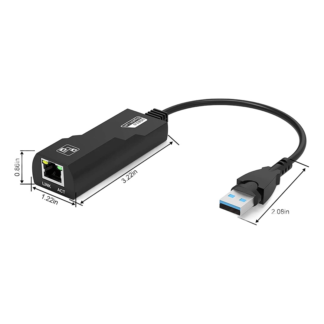 Adaptateur USB RJ45 gigabit en USB 3.0, version 1000 ou 100 Mbit/s Adaptateur USB RJ45 gigabit en USB 3.0, version 1000 ou 100 Mbit/s, vue de face