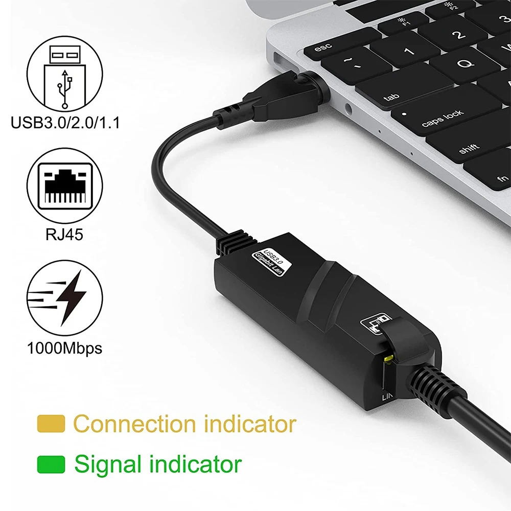 Adaptateur USB RJ45 gigabit en USB 3.0, version 1000 ou 100 Mbit/s Adaptateur USB RJ45 gigabit en USB 3.0, version 1000 ou 100 Mbit/s, detail