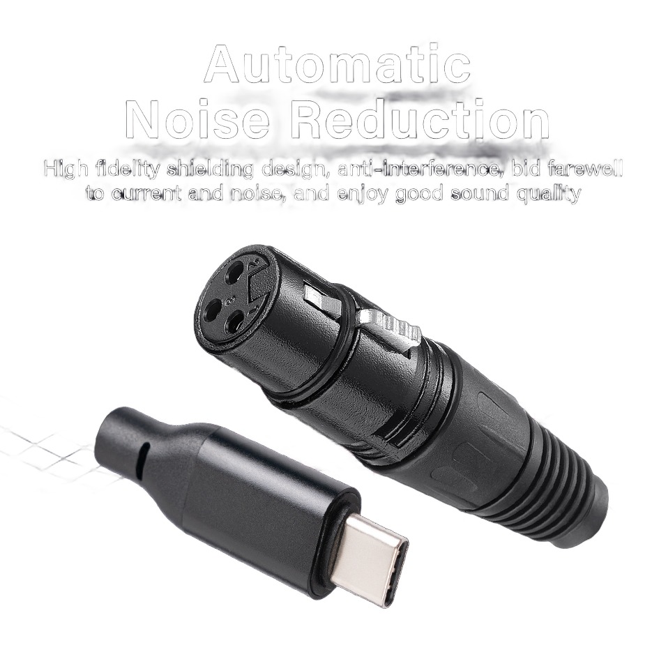 Adaptateur USB vers XLR femelle à fiche USB-C, câble tressé de 2 ou 3 m Adaptateur USB vers XLR femelle à fiche USB-C, câble tressé de 2 ou 3 m, vue arriere