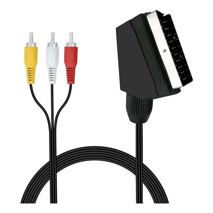 Câble adaptateur péritel RCA de 1,4 m, trois fiches vers péritel Câble adaptateur péritel RCA de 1,4 m, trois fiches vers péritel, vue principale