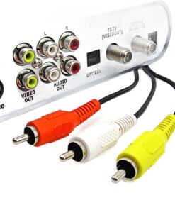 Câble adaptateur péritel RCA de 1,4 m, trois fiches vers péritel, vue de face
