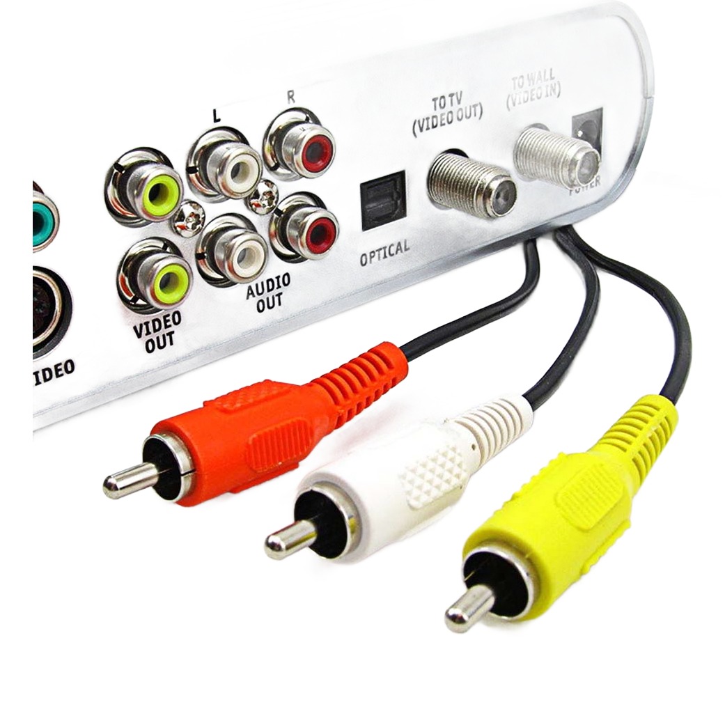 Câble adaptateur péritel RCA de 1,4 m, trois fiches vers péritel Câble adaptateur péritel RCA de 1,4 m, trois fiches vers péritel, vue de face