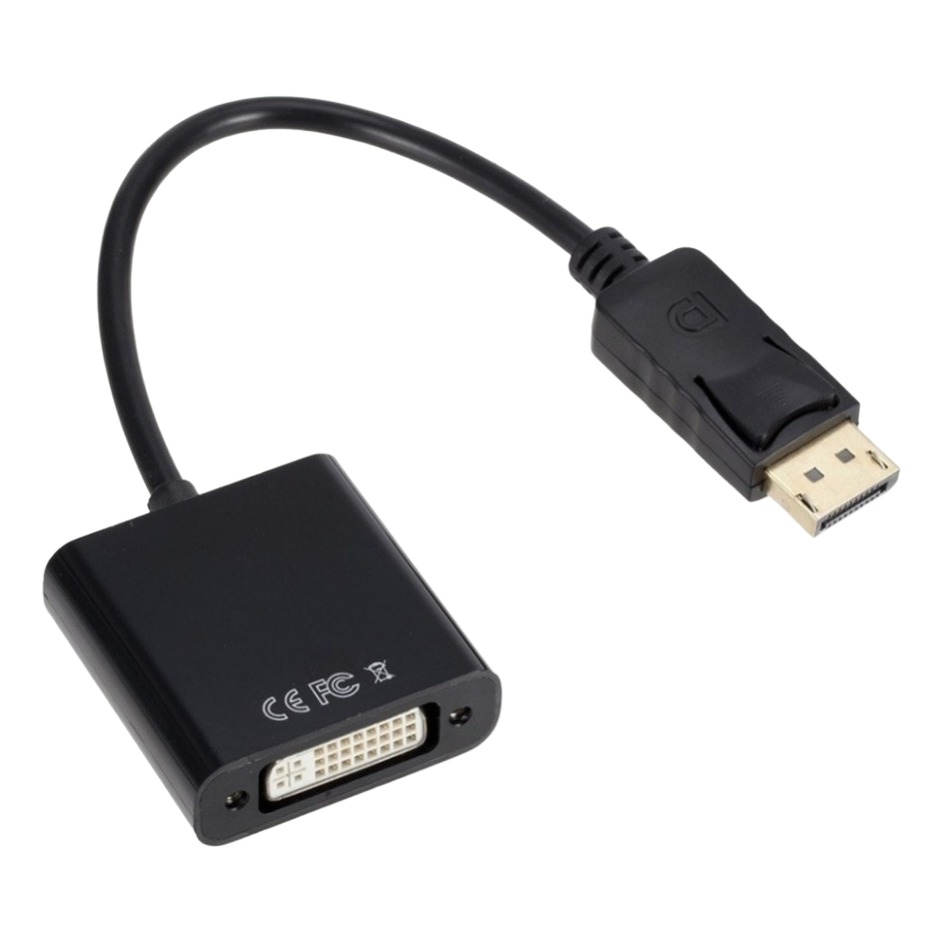 Câble DisplayPort DVI en adaptateur, prise DVI femelle Câble DisplayPort DVI en adaptateur, prise DVI femelle, vue de trois quarts