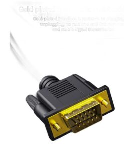 Câble DisplayPort VGA de 1,8 m, fiches mâles et blindage, 1080p, vue de trois quarts
