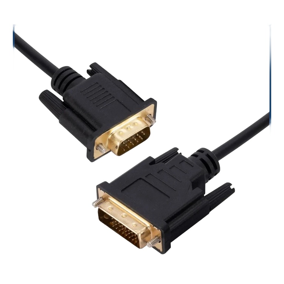 Câble DVI VGA de 2 m, fiche DVI-I 24+5 mâle vers VGA mâle Câble DVI VGA de 2 m, fiche DVI-I 24+5 mâle vers VGA mâle, vue de trois quarts