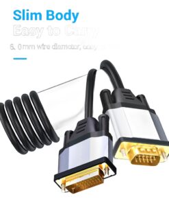 Câble DVI VGA pour sortie DVI-D 24+1, convertisseur en câble de 1,5 à 3, vue de trois quarts