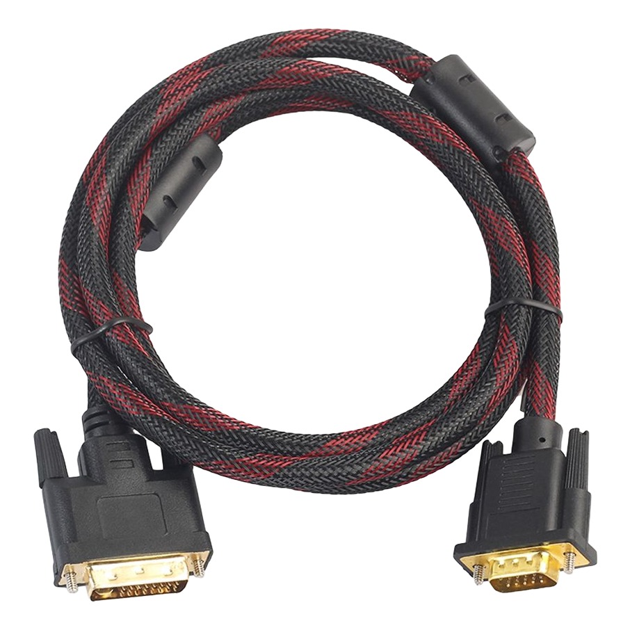 Câble DVI VGA tressé de 1,5 m, fiche DVI-I 24+5 mâle et VGA mâle Câble DVI VGA tressé de 1,5 m, fiche DVI-I 24+5 mâle et VGA mâle, vue principale