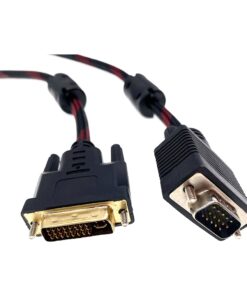Câble DVI VGA tressé de 1,5 m, fiche DVI-I 24+5 mâle et VGA mâle, detail