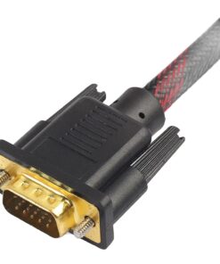 Câble DVI VGA tressé de 1,5 m, fiche DVI-I 24+5 mâle et VGA mâle, vue de profil
