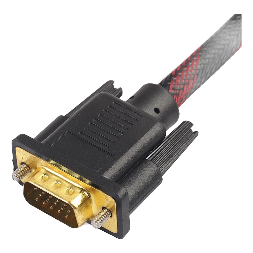 Câble DVI VGA tressé de 1,5 m, fiche DVI-I 24+5 mâle et VGA mâle Câble DVI VGA tressé de 1,5 m, fiche DVI-I 24+5 mâle et VGA mâle, vue de profil