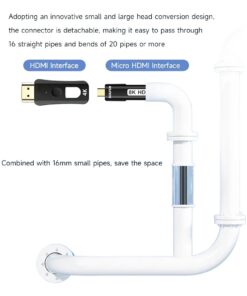 Câble HDMI optique de 15 m à embouts démontables, HDMI 2.1 en 8K, vue de trois quarts