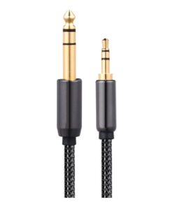 Câble jack 3.5 6.35 stéréo tressé, fiches dorées, de 1 à 3 m, vue de face
