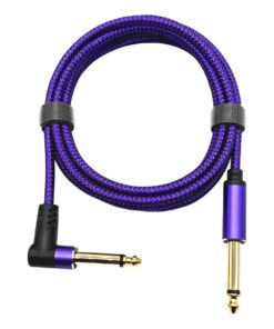 Câble jack jack 6.35 mm violet tressé, une fiche droite et une coudée, vue principale