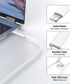 Câble Lightning HDMI de 2 m pour iPhone et iPad, image en 1080p, vue de trois quarts