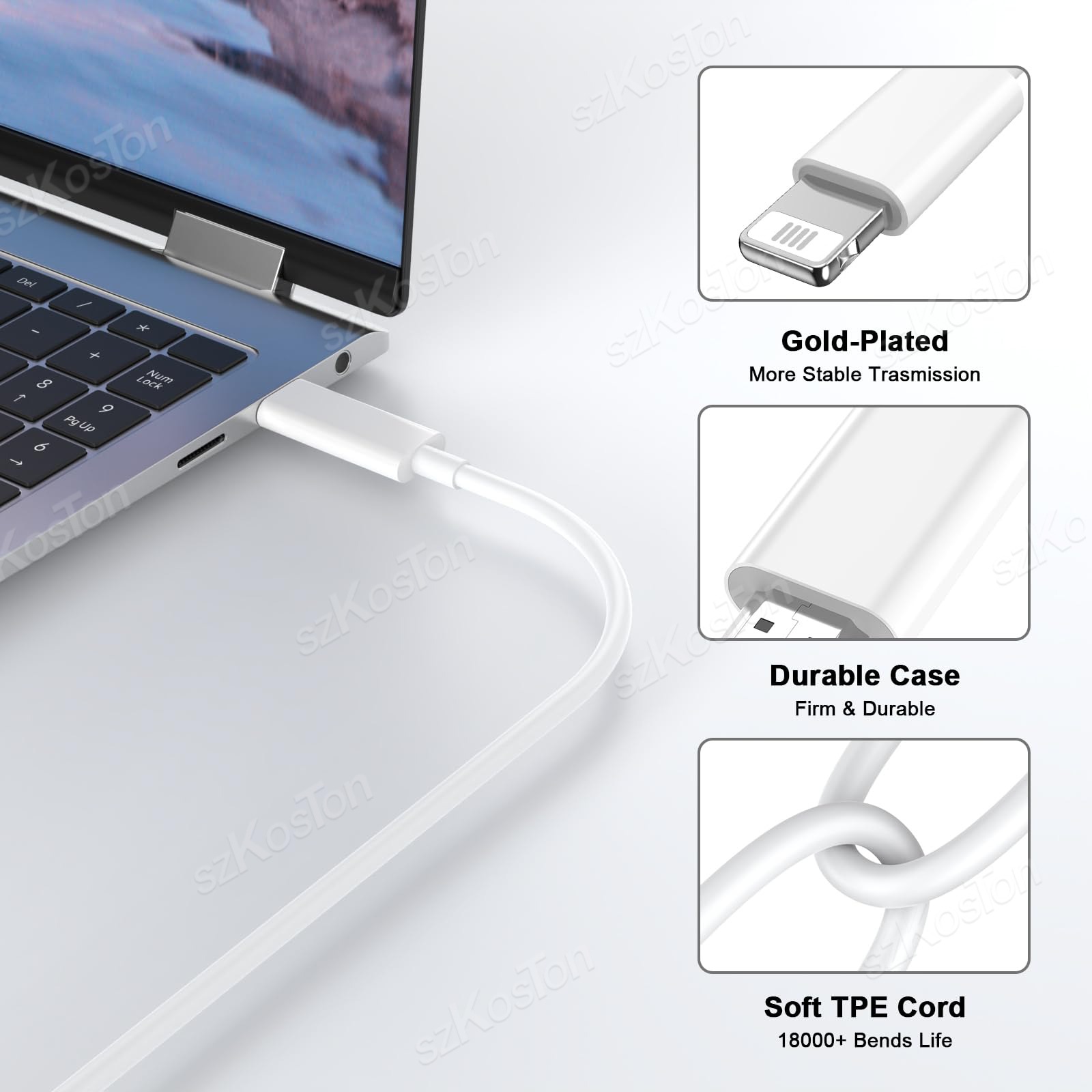Câble Lightning HDMI de 2 m pour iPhone et iPad, image en 1080p Câble Lightning HDMI de 2 m pour iPhone et iPad, image en 1080p, vue de trois quarts