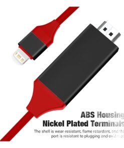 Câble Lightning HDMI rouge de 2 m pour projecteur et moniteur, image, detail