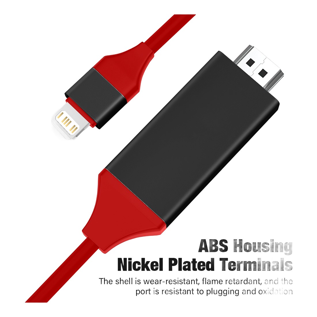 Câble Lightning HDMI rouge de 2 m pour projecteur et moniteur, image Câble Lightning HDMI rouge de 2 m pour projecteur et moniteur, image, detail