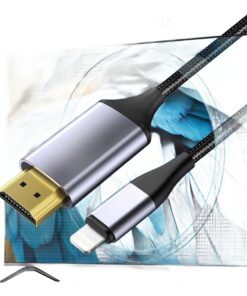 Câble Lightning HDMI tressé de 2 m en gris, image 1080p, vue principale